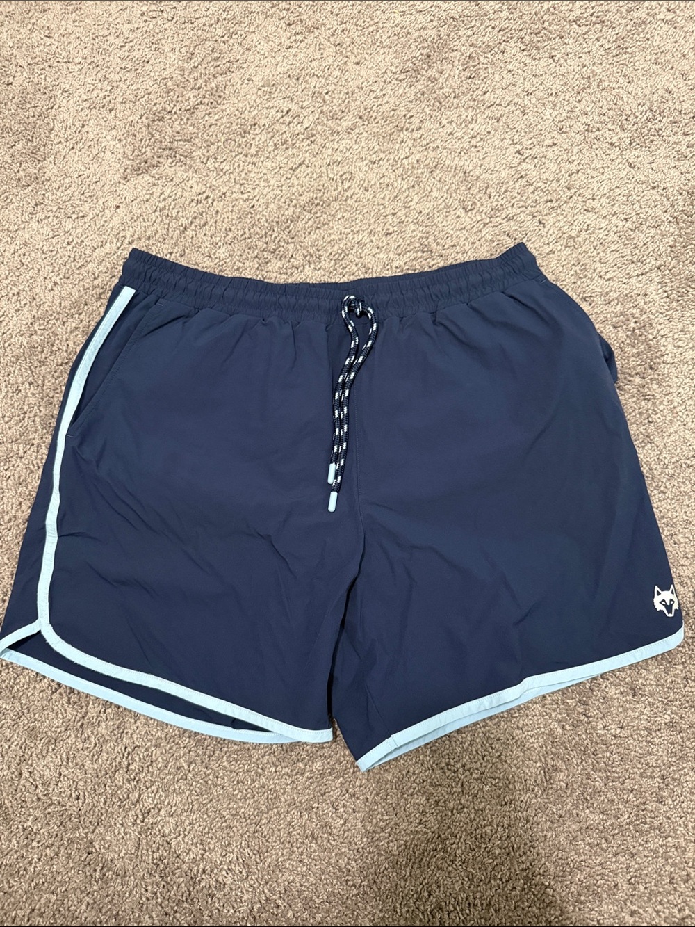 Greyson Torch Navy Swim Trunks with Light Blue Trim